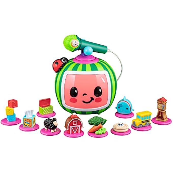 COCOMELON TOY KARAOKE MACHINE FOR KIDS WITH MICROPHONE AND MUSICAL ACTIVATORS, INCLUDES NIGHT LIGHT WITH SLEEP SOUNDS AND LULLABIES FOR TODDLERS, GREEN - Image 2